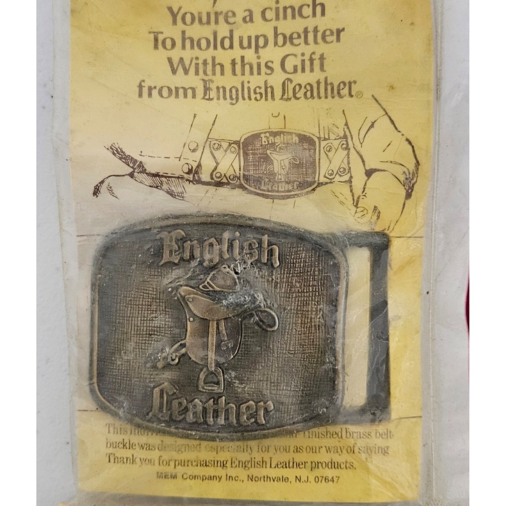 English Leather Belt Buckle Men Brass Vintage Saddle Promo Accessory Vintage NWT